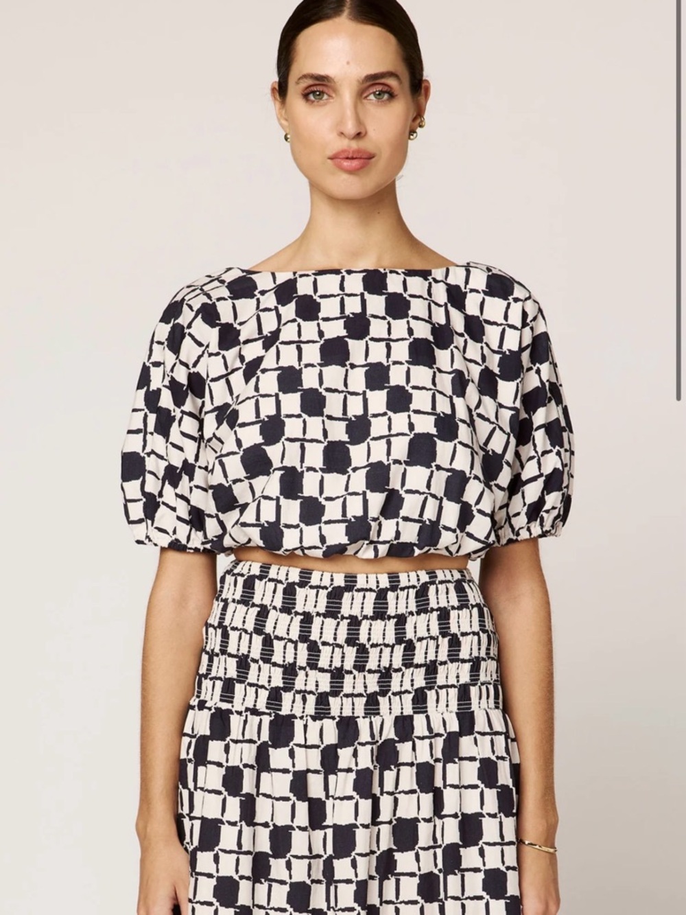 Cleobella Helena Top NWT Organic Cotton Black White Crop Blouse Size M